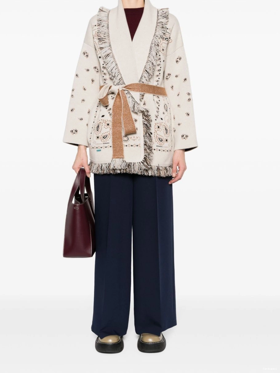 Affordable Women cardigan paisley-jacquard frayed Alanui 0328